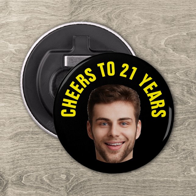 Fun 21. Geburtstag CUSTOM TEXT Foto Schwarz Flaschenöffner (Von Creator hochgeladen)