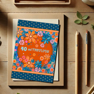 Fun 40 Fantastisches Floral Girly farbenfroh Custo Karte