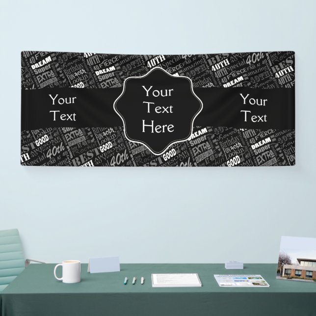Fun 40. Geburtstag Party Personalisiert Monogram Banner (Messe)
