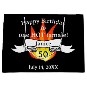 Fun 50. Geburtstag "Hot Tamale" Personalisiertes F Große Geschenktüte