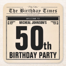 Fun 50. Geburtstag Vintage alte Zeitung Custom