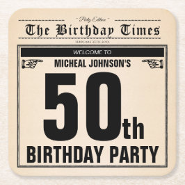 Fun 50. Geburtstag Vintage alte Zeitung Custom Rechteckiger Pappuntersetzer