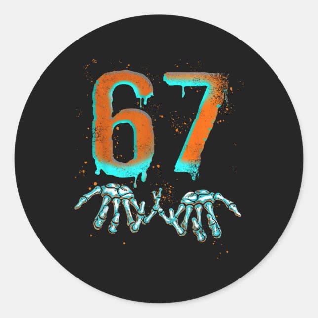 Fun 67 Meme Halloween Skeleton  Runder Aufkleber (Vorderseite)