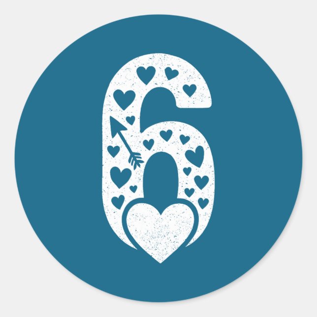 Fun 67 Number 6-7 6 7 Matching Valentine Six Seven Runder Aufkleber (Vorderseite)