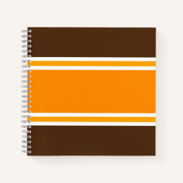 Fun 70er Bright Orange Yellow Brown White Stripes Notizbuch
