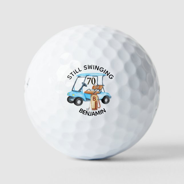 Fun 70TH Birthday Party Custom Cart Monogram Name  Golfball (Vorderseite)