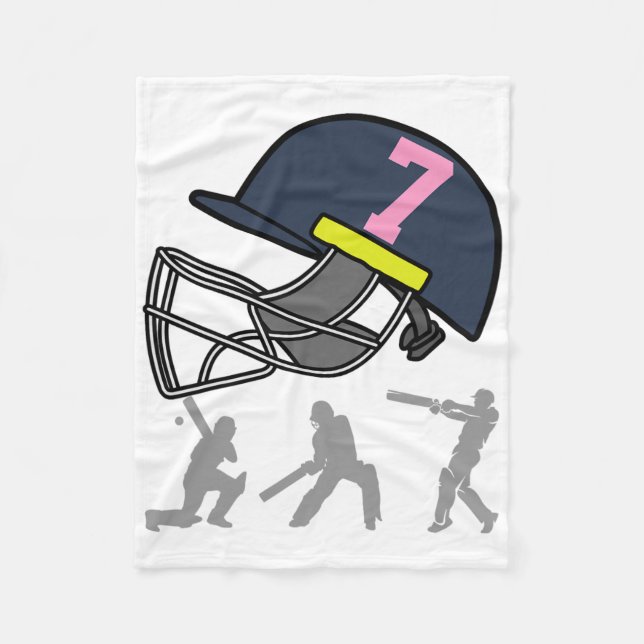 Fun 7th Birthday Cricket Player Boys Kids 7 Year O Fleecedecke (Vorderseite)