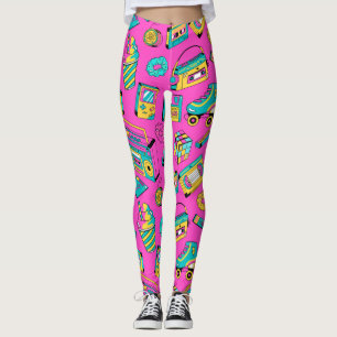 Fun 80er Girly farbenfroh Retro Bright Neon Pink Leggings