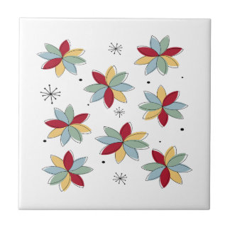 Fun Abstract Scandi Flowers Mid Century Modern Fliese