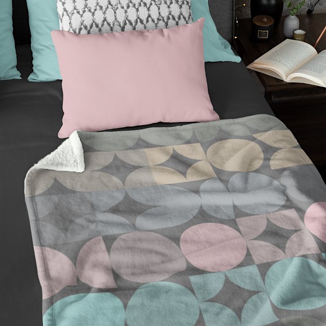 Fun Abstrakte Kreise Quadrate Popart Muster Fleecedecke (Von Creator hochgeladen)