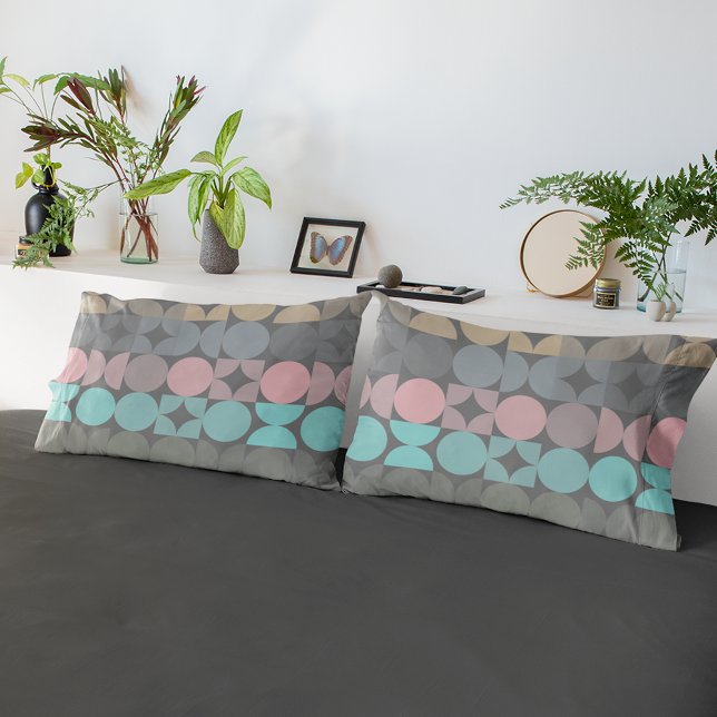 Fun Abstrakte Kreise Quadrate Popart Muster Kissenbezug (Von Creator hochgeladen)