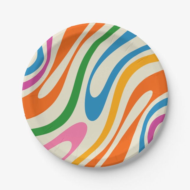 Fun Abstrakte Retro Moderne Muster Pappteller (Vorderseite)