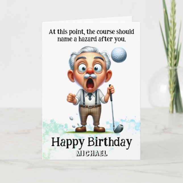 *~* Fun Age Man AP94 Golf Hazard Birthday Card Dankeskarte (Vorderseite)