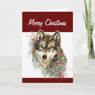 Fun Albern Watercolor Wolf Weihnachten Spaß