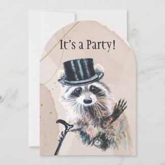 Fun Alberne formale Kleidung Raccoon Tier BIrthday Einladung