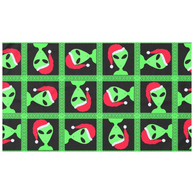 Fun Alien Santa Geek Spaß Grün und Schwarz Spaß Tischdecke (Vorderseite (Horizontal))