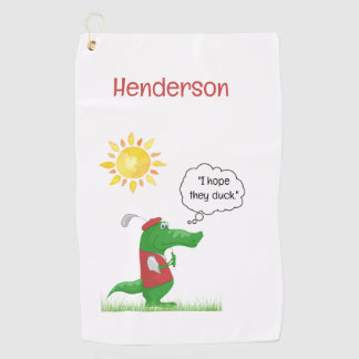 Fun Alligator Golfer Golf Handtuch