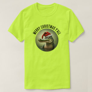 Fun Alligator in der Weihnachtsmannmütze T-Shirt