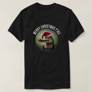 Fun Alligator in der Weihnachtsmannmütze T-Shirt