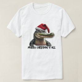 Fun Alligator in der Weihnachtsmannmütze T-Shirt