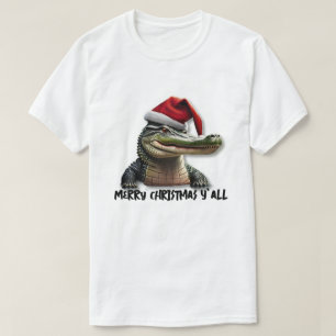 Fun Alligator in der Weihnachtsmannmütze T-Shirt