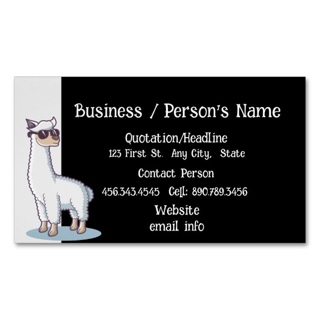 Fun Alpaca Nature Animal Custom Business Card Magnetische Visitenkarte (Vorderseite)