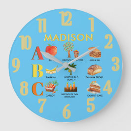 Fun Alphabet ABCs Personalisierter Name Große Wanduhr