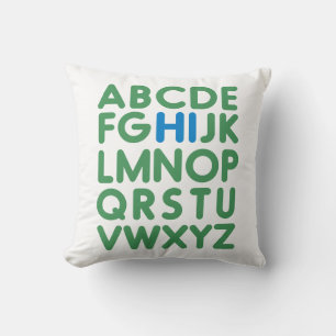 Fun Alphabet Typografie Simple Green Blue Kissen