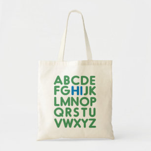 Fun Alphabet Typografie Simple Green Library Tragetasche