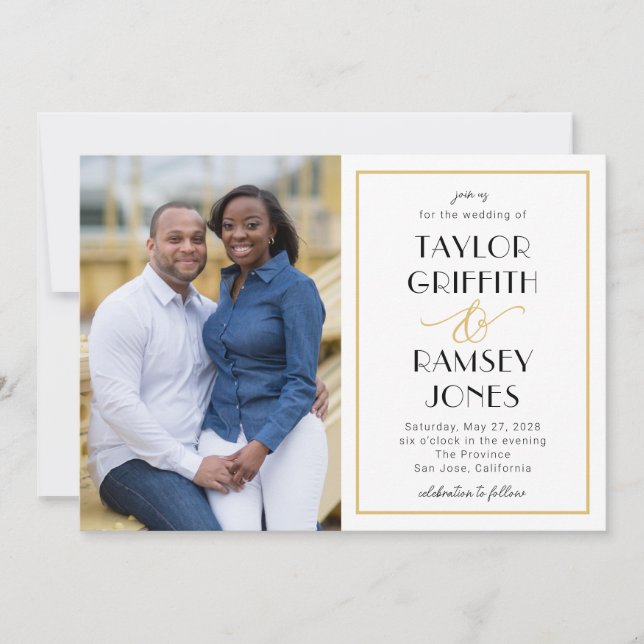 Fun Ampersand bearbeitbares Foto Hochzeit Einladung (Vorderseite)