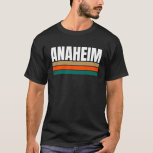 Fun Anaheim Brown Orange Aquamarin Retro Streifen  T-Shirt