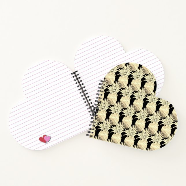 Fun Ananas Gold und Schwarz Muster Notizbuch (Innenseite)
