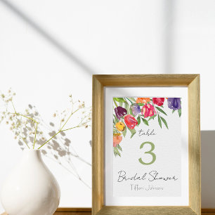 Fun and Bright Tulips and Greenery Bridal Shower Tischnummer