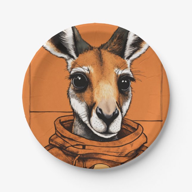 "Fun and Easy Kangaroo Print Design for Paper Plat Pappteller (Vorderseite)