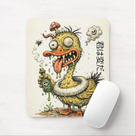Fun and weired hand drawn cartoon duck monster mousepad