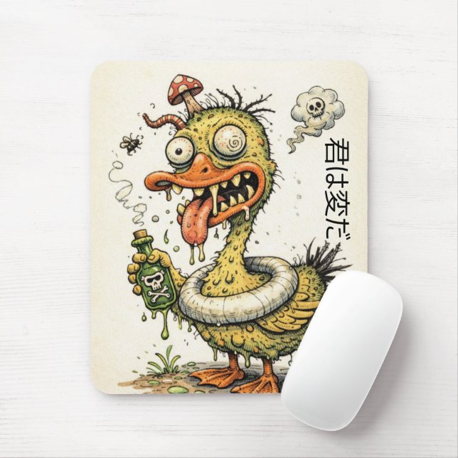 Fun and weired hand drawn cartoon duck monster mousepad (Mit Mouse)