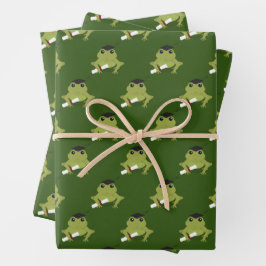 Fun Animal Frosch Abschluss Geschenkpapier Set