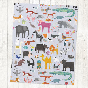 Fun Animal Menagerie Fleecedecke