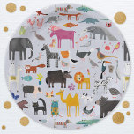 Fun Animal Menagerie Pappteller<br><div class="desc">Mit allen Arten von Dschungel,  Safari,  Zootieren,  Haustieren,  Vögeln und wild lebenden Tieren. Ein Monster und ein Dinosaurier hätten vielleicht auch dort hineingeschnappt. Ideal für einen lustigen Tierfreund. Originelle Kunst von Nic Squirrell.</div>