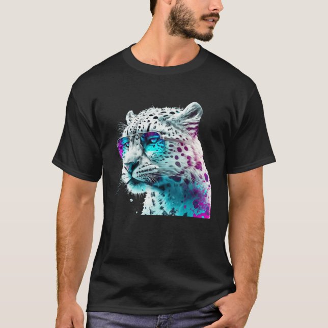 Fun animal motif  snow leopard with sunglasses T-Shirt (Vorderseite)