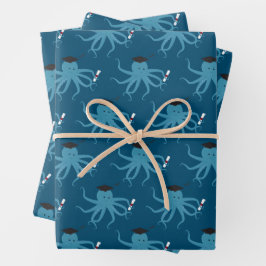 Fun Animal Octopus Abschluss Geschenkpapier Set