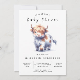 Fun Animal Simple Cow Baby Dusche Einladung