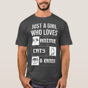 Fun Anime Print Just a Girl, die Lieben Anime Cats T-Shirt