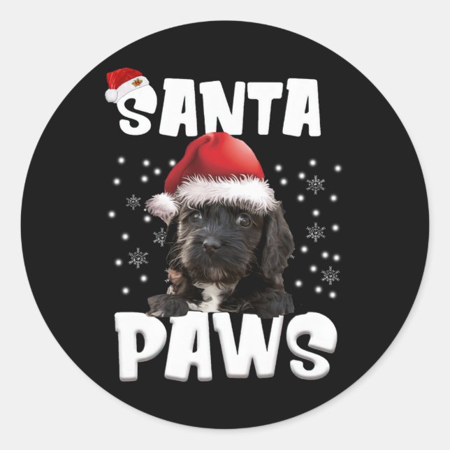 Fun Apoo Weihnachtslicht Tree Dog Lover Xmas Runder Aufkleber (Vorderseite)