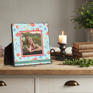 Fun Aqua Floral Niedliches Foto Kundenspezifische Fotoplatte