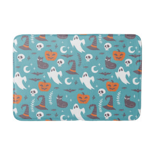 Fun Aquamarin Doodle Halloween Muster Badematte