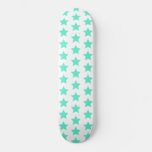 Fun Aquamarin Green Stars Muster Skateboard
