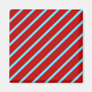 Fun Aquamarin Türkis roter Diagonal Streifen Gesch Magnet