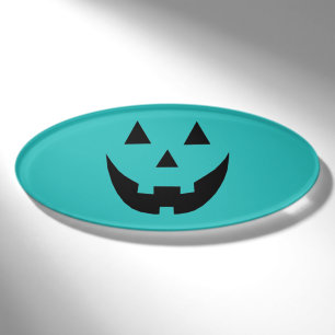Fun aquamarine Kürbis Kürbislaterne Halloween Namenschild