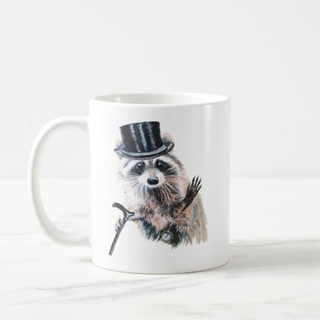 Fun Aquarellfarbe Raccoon Kaffeetasse (Links)